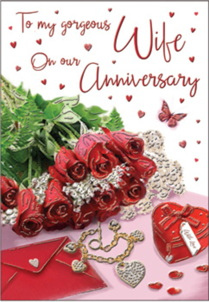In this richly atmospheric anniversary card design, the scene is composed with the care of a local Upton Park florist creating a display for a cherished couple. Dominating the composition is a generous cluster of red roses, each flower captured at its most luxurious, with soft, tightly layered petals that unfold into broader curves near the edges. Their colour is a deep, sumptuous crimson that instantly suggests passion and devotion, while flecks of highlight along the petal edges evoke the look of fresh blooms just unwrapped from florist paper on Green Street. Framing the roses, glossy green foliage adds structure and balance, its organic lines leading the eye gently around the card. Resting nearby is a simple, elegant envelope in a soft, neutral tone, its slight bend of paper and visible flap giving the sense of a personal message just written and slipped inside. A heart-shaped box, rendered in a rich shade of red, sits close by, its smooth surface catching soft reflections as though it were lacquered or satin covered. Lying alongside it, a fine necklace with an intertwined heart pendant sparkles subtly, the metal tones warm and inviting rather than harshly bright. Scattered across the background, a trail of small hearts and gem-like decorations adds texture and visual rhythm, like the remnants of anniversary confetti after a celebration at home. A delicate butterfly motif hovers near the roses, suggesting both lightness and the fleeting nature of special occasions. The lighting across the whole scene is gentle and evenly spread, wrapping every object in a warm glow that makes the reds feel richer and the metallic accents more refined, perfectly capturing the intimacy of an anniversary evening in Upton Park.
