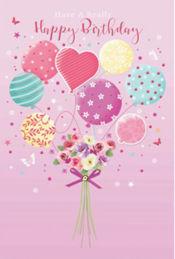 Elegant birthday illustration that weaves gentle jubilation through a scene of balloons and blooms, evoking the warmth of a celebration in Upton Park. The canvas glows with a soft pink tone, providing a serene stage for a cluster of balloons drifting upward from a hand-tied bouquet. Each balloon is painted in pale sunshine yellow, rosy fuchsia, lavender, and cool mint, their rounded forms overlapping like a cheerful cloud above the rooftops near Plashet Park. Delicate patterns adorn them: fine stripes that twist around the curves, light polka dots scattered like tiny confetti, and soft swirls that feel almost like brushstrokes. Below, the bouquet itself looks intimate and lovingly crafted, with petite roses and daisy-like flowers nestled close together. Their petals are shaded from cream to blush and rose, as if catching the first light of day through a bay window on a quiet side street. You can almost sense the plush, velvety texture of each bloom, cool to the touch yet fragrant and full of life. A polished purple bow holds the stems in a firm but graceful grip, its satin finish catching hints of light and shadow. Around the main design, whimsical butterfly shapes and scattered stars dance lightly, giving the piece a daydream quality, like a garden party moment paused in mid-celebration. The overall effect is one of gentle, heartfelt happiness, transforming an everyday birthday message into a keepsake image that mirrors the care and expertise found in thoughtfully arranged birthday flowers delivered across Upton Park.