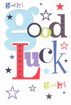 This good luck card, often chosen by thoughtful clients throughout Upton Park, radiates a confident joy shaped by vibrant, carefully crafted details. At its heart, a large, baby-blue 'g' leads the design-a welcoming swirl paired with robust reds, dignified purples, and earthy moss greens, all set atop a snowy white canvas. Across the surface, stars in a spectrum from moody indigos to luminous lavenders drift like promises waiting to be fulfilled, mirroring the hopeful energy found among friends at Priory Park. The quality of the cardstock is notable-crisp yet inviting, smooth beneath fingertips much like the gentle touch of flower petals arranged at Flowers Upton Park. Each element combines into a harmonious display, delivering encouragement and positivity to anyone setting out on a new journey. Whether celebrating a local student's exam success or wishing luck on the first day at a new Green Street bakery, this card's colours, composition, and lively arrangement create a heartfelt keepsake as bright and meaningful as any bouquet we design here.
